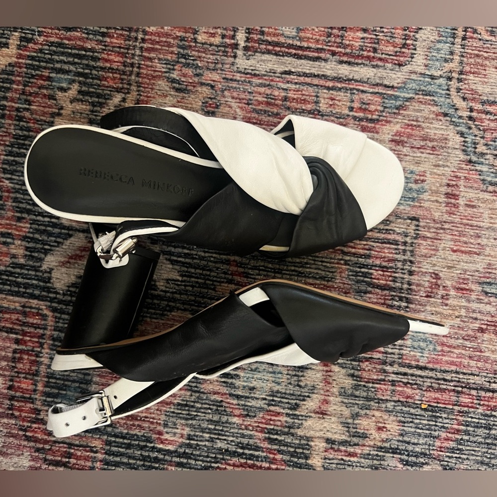 Black and white sling back heels open toe